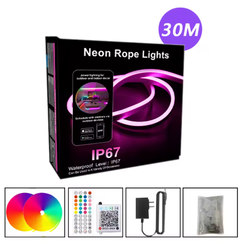 RGB LED Neon Rope Lights Color Change Music Sync App Control 10M 20M 30M Waterproof Flexible Lamp for Home Decor